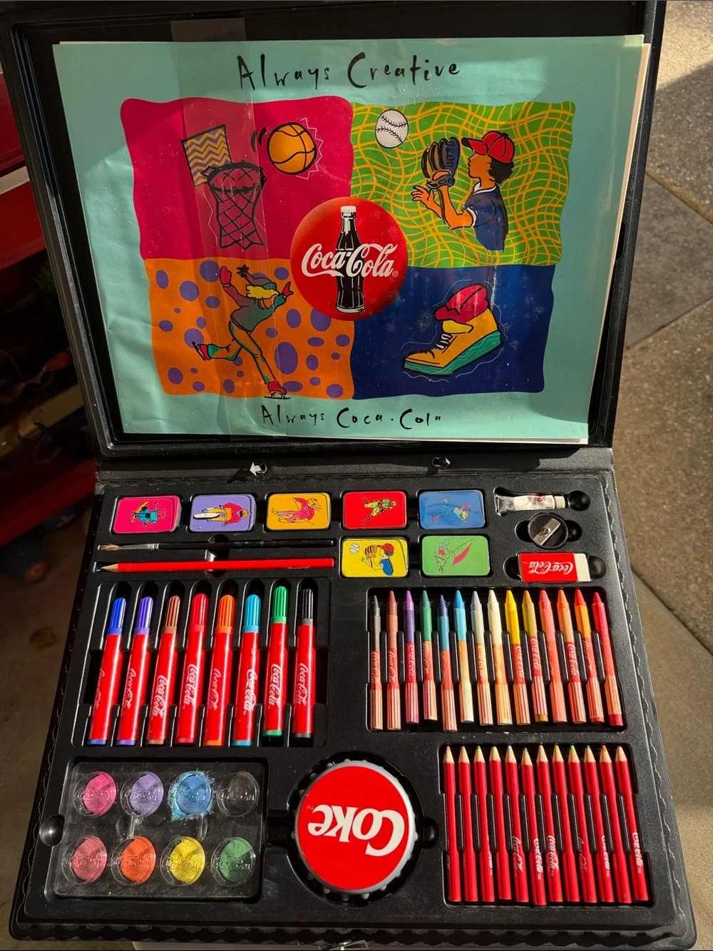 Coca Cola Red Kids Art Set with Markers and Pencils